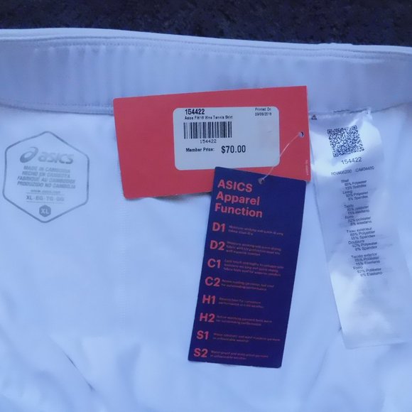 Asics XL Tennis Skirt Skort. NWT. Women's. X Large. White. - Picture 6 of 6